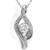 Pompeii3 1/3ct Diamond Solitaire Curve Pendant 10k White Gold 3/4" Tall In Silver