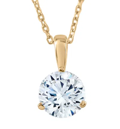 Pompeii3 1/3ct Diamond Solitaire Pendant Lab Grown 14k Yellow Gold 3-prong Necklace In Multi