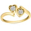 Pompeii3 1/3ct Diamond Two Stone Forever Us Heart Ring In White, Yellow, Or Rose Gold In Silver