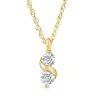 Pompeii3 1/3ct Diamond Two Stone Pendant In White Yellow Or Rose Gold Lab Grown Necklace In Multi