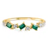 Pompeii3 1/3ct Emerald & Diamond Stackable Ring Anniversary Wedding Band 14k Yellow Gold In Green