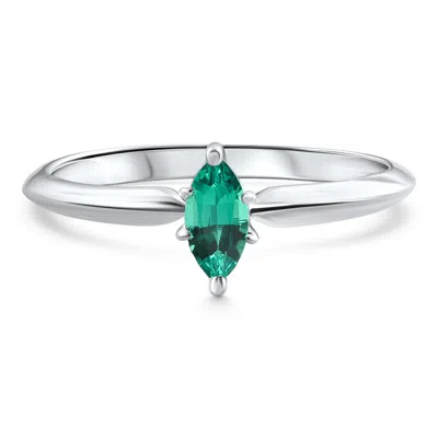 Pompeii3 1/3ct Emerald Marquise Solitaire Ring 10k Gold Lab Grown In Green