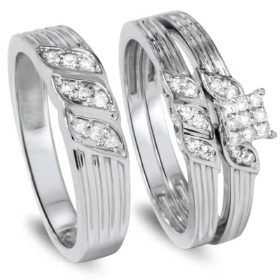 Pompeii3 1/3ct Engagement Trio Ring Set 10k White Gold In Multi