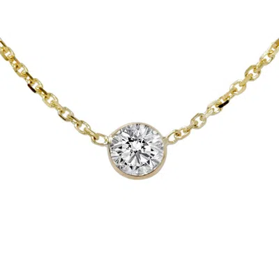 Pompeii3 1/3ct Genuine Round Brilliant Cut Bezel Solitaire Ex3 Diamond Pendant 14k Gold In Multi
