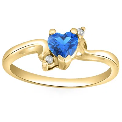 Pompeii3 1/3ct Heart Shaped Blue Sapphire & Diamond Ring In White, Yellow, Or Rose Gold
