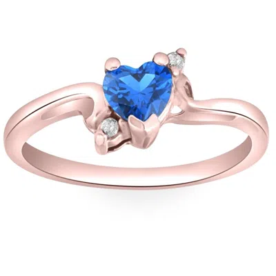 Pompeii3 1/3ct Heart Shaped Blue Sapphire & Diamond Ring In White, Yellow, Or Rose Gold In Multi