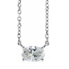 Pompeii3 1/3ct Oval Shape Sideways Solitaire Diamond Necklace In White Or Yellow Gold In White