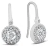 Pompeii3 1/3ct Pave Diamond Vintage Halo Earrings 10k White Gold 1/2" Tall In Multi