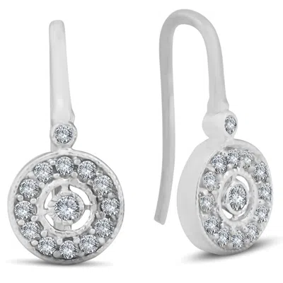 Pompeii3 1/3ct Pave Diamond Vintage Halo Earrings 10k White Gold 1/2" Tall In Silver