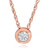 Pompeii3 1/3ct Round Bezel Solitaire Diamond Pendant Rose Gold In Silver