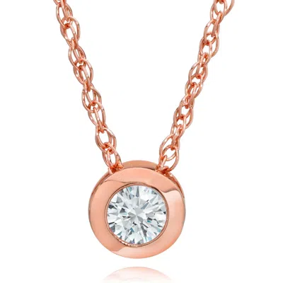 Pompeii3 1/3ct Round Bezel Solitaire Diamond Pendant Rose Gold In Silver