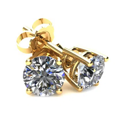 Pompeii3 1/3ct Round Brilliant Cut Natural Diamond Stud Earrings In 14k Gold Basket Setting In Silver