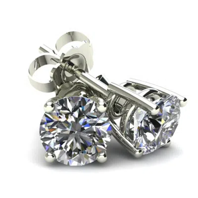 Pompeii3 1/3ct Round Brilliant Cut Natural Diamond Stud Earrings In 14k Gold Basket Setting In Metallic