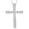 Pompeii3 1/3ct Round Cut Diamond Cross Pendant 10k White Or Yellow Gold Necklace 1" Tall In White