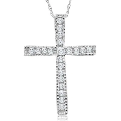 Pompeii3 1/3ct Round Cut Diamond Cross Pendant 10k White Or Yellow Gold Necklace 1" Tall