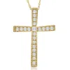Pompeii3 1/3ct Round Cut Diamond Cross Pendant 10k White Or Yellow Gold Necklace 1" Tall In Gold