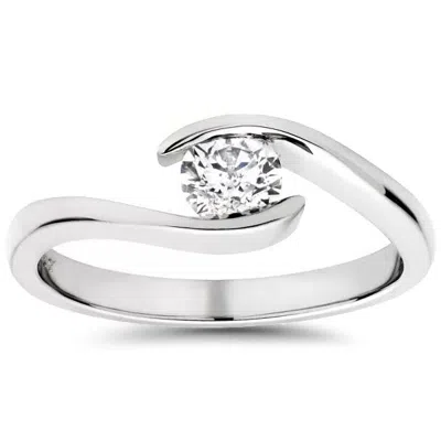 Pompeii3 1/3ct Round Diamond Solitaire Modern Engagement Ring 14k White Gold In Silver
