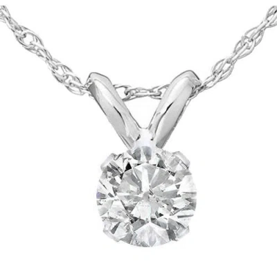 Pompeii3 1/3ct Round Solitaire Pendant 14k White Gold Diamond Necklace In Multi