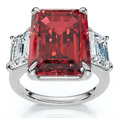 Pompeii3 13ct Ruby & Diamond Ring 14k Gold Or Platinum Lab Grown In Red