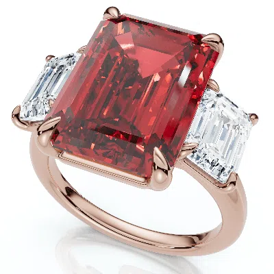 Pompeii3 13ct Ruby & Diamond Ring Lab Grown In Red