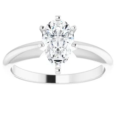 Pompeii3 1/3ct Solitaire Pear Shape Diamond Engagement Ring In 14k White Or Yellow Gold In Silver