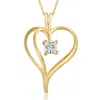 Pompeii3 1/3ct Solitaire Round Diamond Heart Pendant & Chain 10k Yellow Gold 1" Tall In Gold