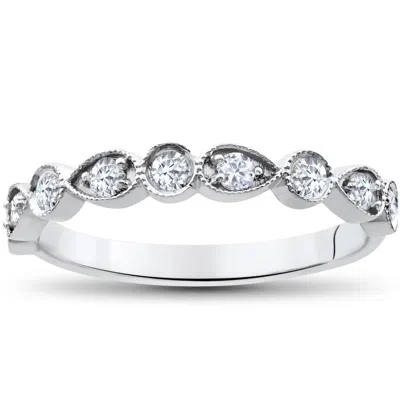 Pompeii3 1/3ct Stackable Diamond Wedding Ring 14k White Gold In Multi