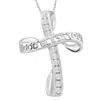 Pompeii3 1/3ct T. W. Diamond Cross 10k White Gold Necklace God Bless You Pendant 18" Chain In Multi