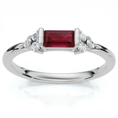 Pompeii3 1/3ct Thin Ruby Diamond Stackable Wedding Ring 14k Gold Lab Grown In Multi