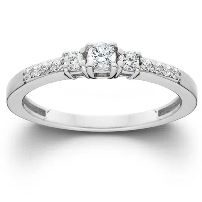 Pompeii3 1/3ct Three Stone Round Diamond Engagement Ring 14k White Gold In Multi