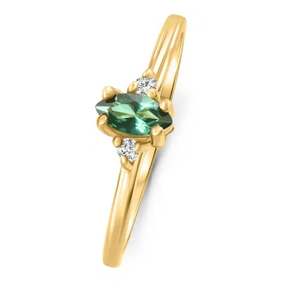 Pompeii3 1/3ct Tw Marquise Emerald & Diamond Ring 10k Gold Lab Grown In Green