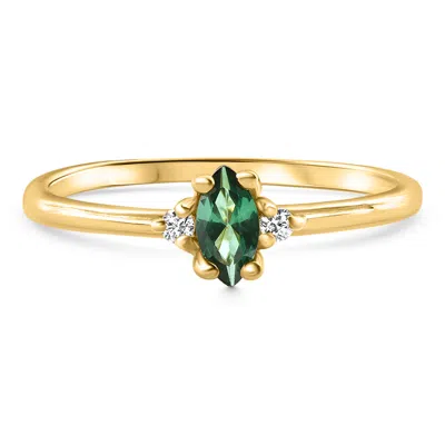 Pompeii3 1/3ct Tw Marquise Emerald & Diamond Ring 10k Gold Lab Grown In Multi