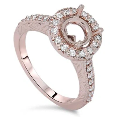 Pompeii3 1/3ct Vintage Halo Diamond Ring Setting 14k Rose Gold In Multi