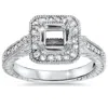Pompeii3 1/3ct Vintage Princess Cut Engagement Ring Setting 14k White Gold In Multi