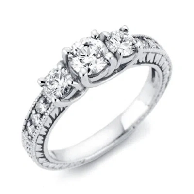Pompeii3 1/3ct Vintage Three Stone Round Diamond Engagement Ring 14k White Gold In Multi