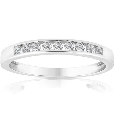 Pompeii3 1/4 Ct Diamond Channel Set Wedding Ring 10k White Gold In Silver