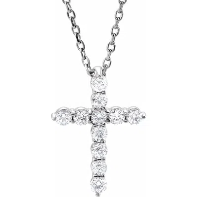 Pompeii3 1/4 Ct Diamond Cross 14k White Gold Pendant Necklace In Silver