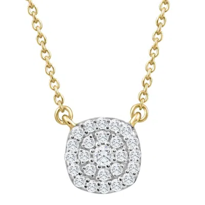Pompeii3 1/4 Ct Diamond Cushion Shape Pendant Lab Grown Yellow Gold Women's Necklace In Silver