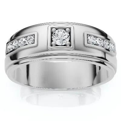 Pompeii3 1/4 Ct Diamond Mens Wedding Band High Polished 7mm Ring In Red