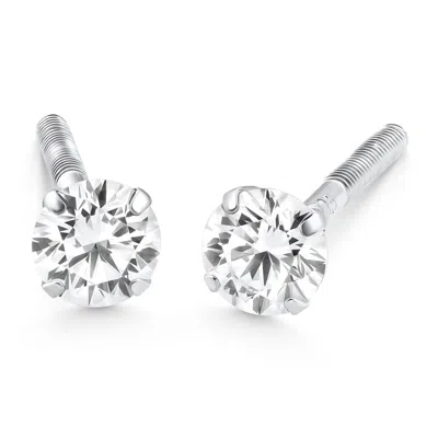 Pompeii3 1/4 Ct Diamond Screw Back Studs 14k White Gold Lab Grown Eco Friendly In Silver