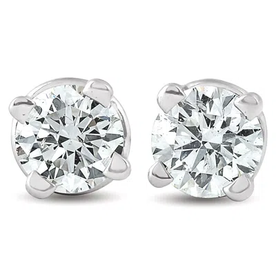 Pompeii3 1/4 Ct Diamond Screw Back Studs 14k White Gold Lab Grown Eco Friendly In Metallic