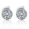 Pompeii3 1/4 Ct Halo Diamond Studs 10k White Gold In Silver