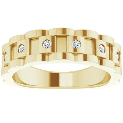 Pompeii3 1/4 Ct Mens Diamond Wedding Ring Yellow Gold Chain Link Band In Pink