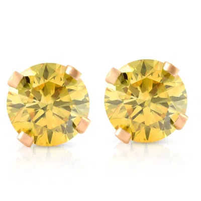 Pompeii3 1/4 Ct T. W. Fancy Canary Yellow Lab Diamond Studs 14k Yellow Gold Lab Grown In Multi