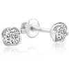 Pompeii3 1/4 Ct T. W. Round Cut Natural Diamond Studs White Gold Screw Back Earrings In White