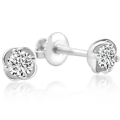 Pompeii3 1/4 Ct T. W. Round Cut Natural Diamond Studs White Gold Screw Back Earrings