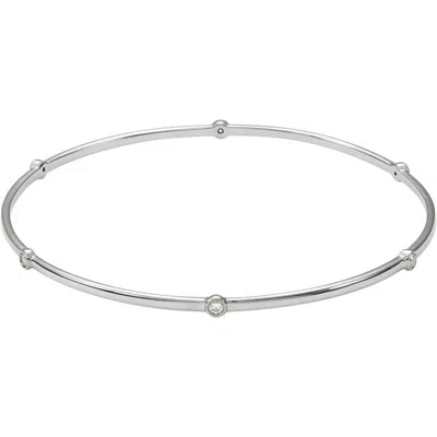 Pompeii3 1/4 Ct Tdw Bezel Station Diamond Bangle Bracelet 14k White Gold 8" In Silver