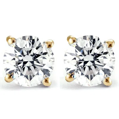 Pompeii3 1/4 Ct Tdw Genuine Diamond Studs Available In 14k White Or Yellow Gold In Silver