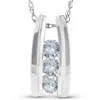 Pompeii3 1/4 Ct Three Stone Diamond Pendant 14k White Gold 1/2" Tall In Multi