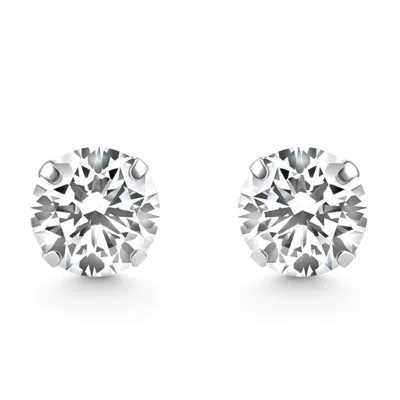 Pompeii3 1/4 Ct Tw Small Diamond Studs 14k White Gold Lab Grown Size: Small In Silver